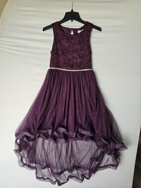 Speechless Girls Sparkle Lace Party Dress in Plum